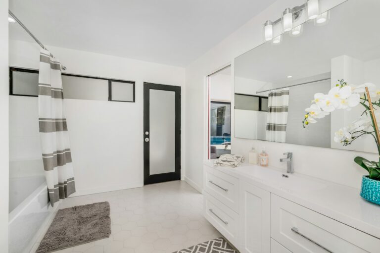 Interior shot of a bathroom of a luxury home